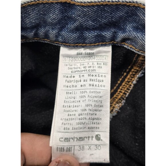 Carhartt B11 Jeans Mens 38x30 Blue Denim Flannel Lined Work Pants Relaxed Fit - Picture 3 of 8